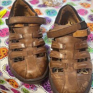 Dr Comfort 'Breeze' Fisherman's Sandal Sneakers Brown Leather Sz7 Orthotic